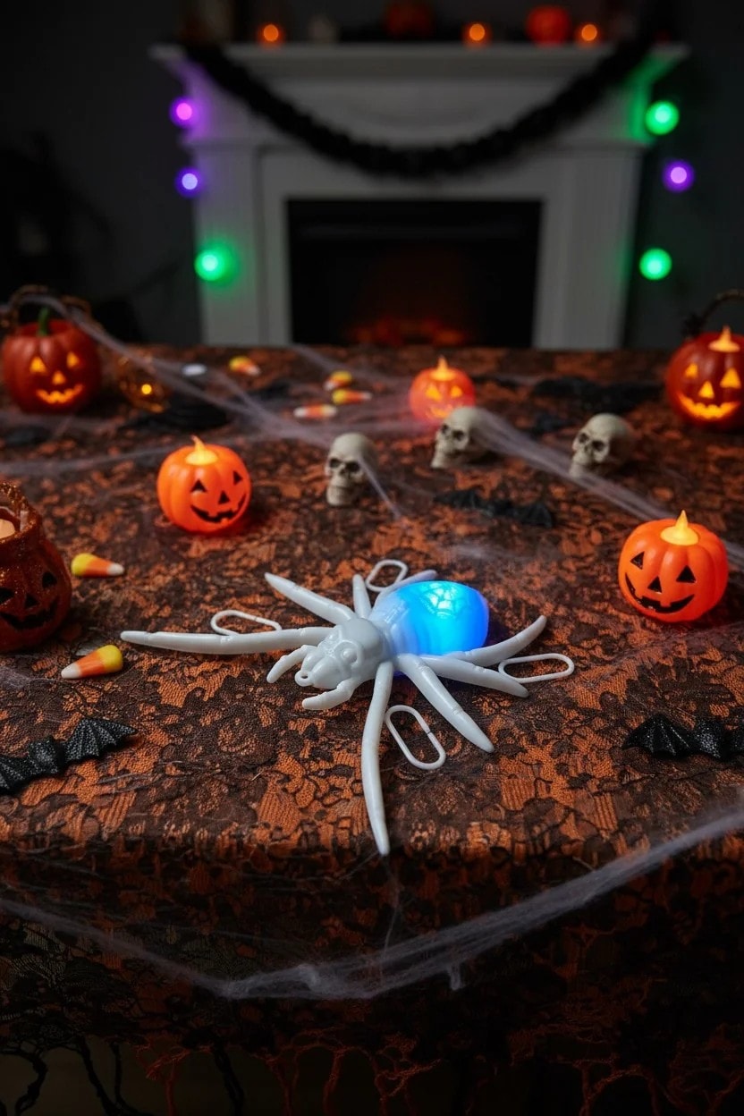 Halloween Işıklı Örümcek Beyaz