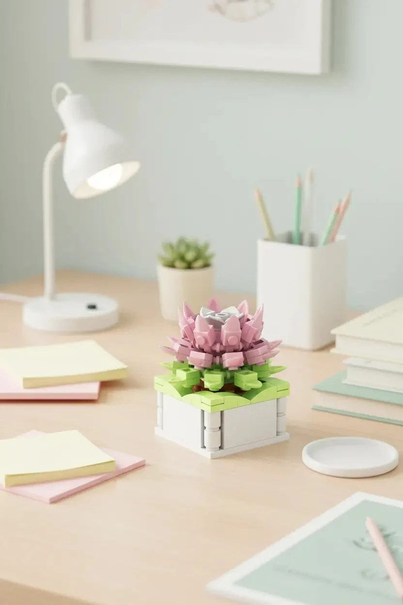 Miniso Lisanslı Sukulent Yapı Oyuncak Seti – Çiçeklerin Dili Love Song Of Herbs Dekoratif Model