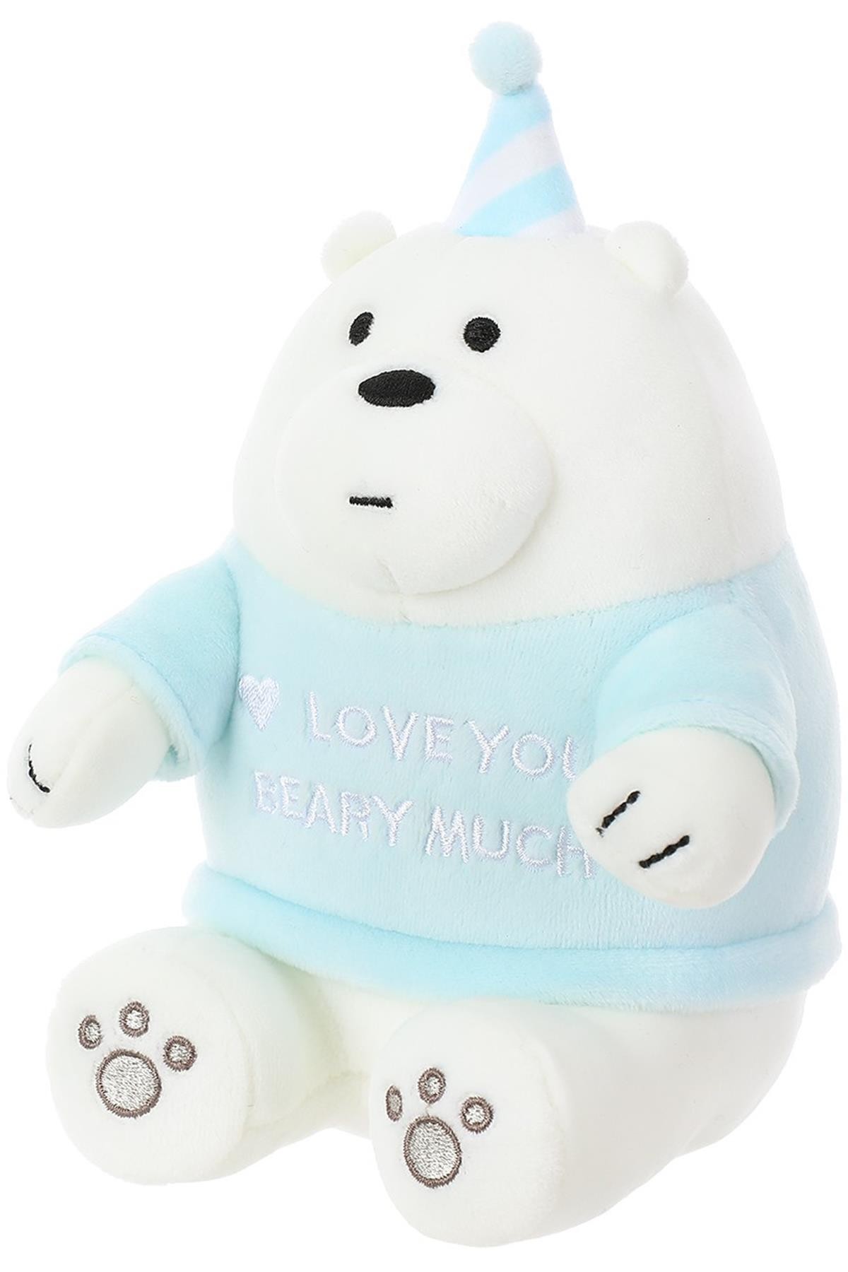 We Bare Bears Doğum Günü Şapkalı Peluş Oyuncak Buz Ayı