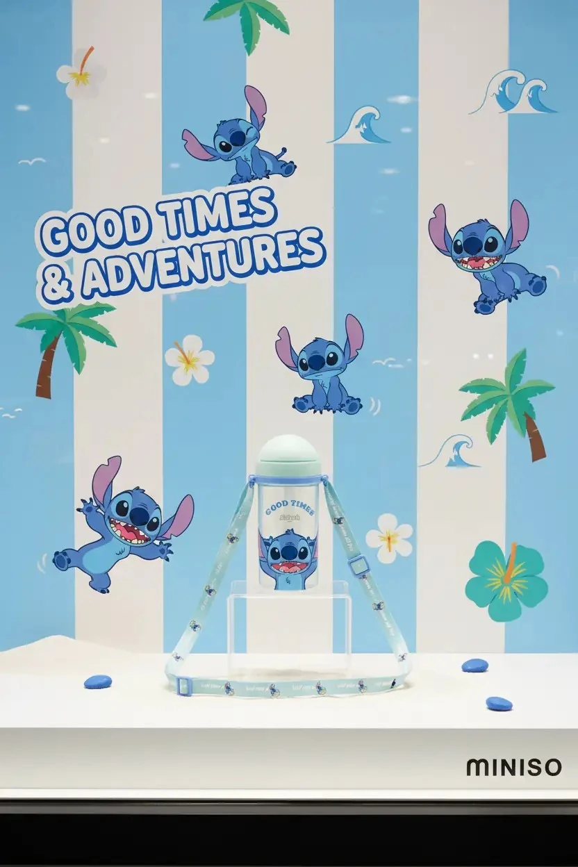 Disney Lilo&Stitch Lisanslı Omuz Askılı ve Pipetli Plastik Şişe