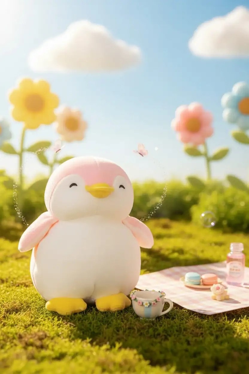 23cm Penguen Peluş Oyuncak (Pembe)