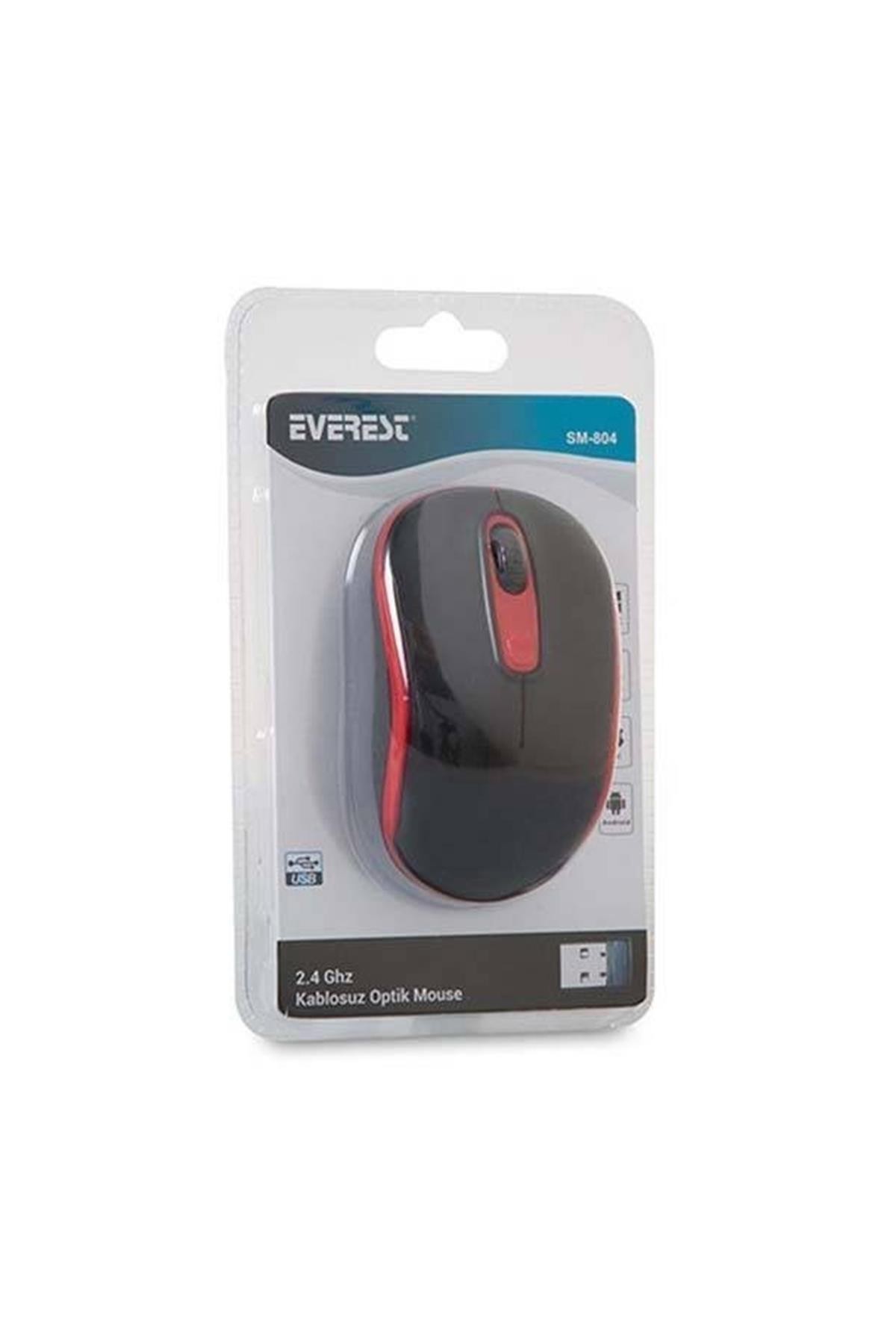 Siyah/Kırmızı Everest Sm-804 Usb 800/1200/1600Dpi Kablosuz Mouse