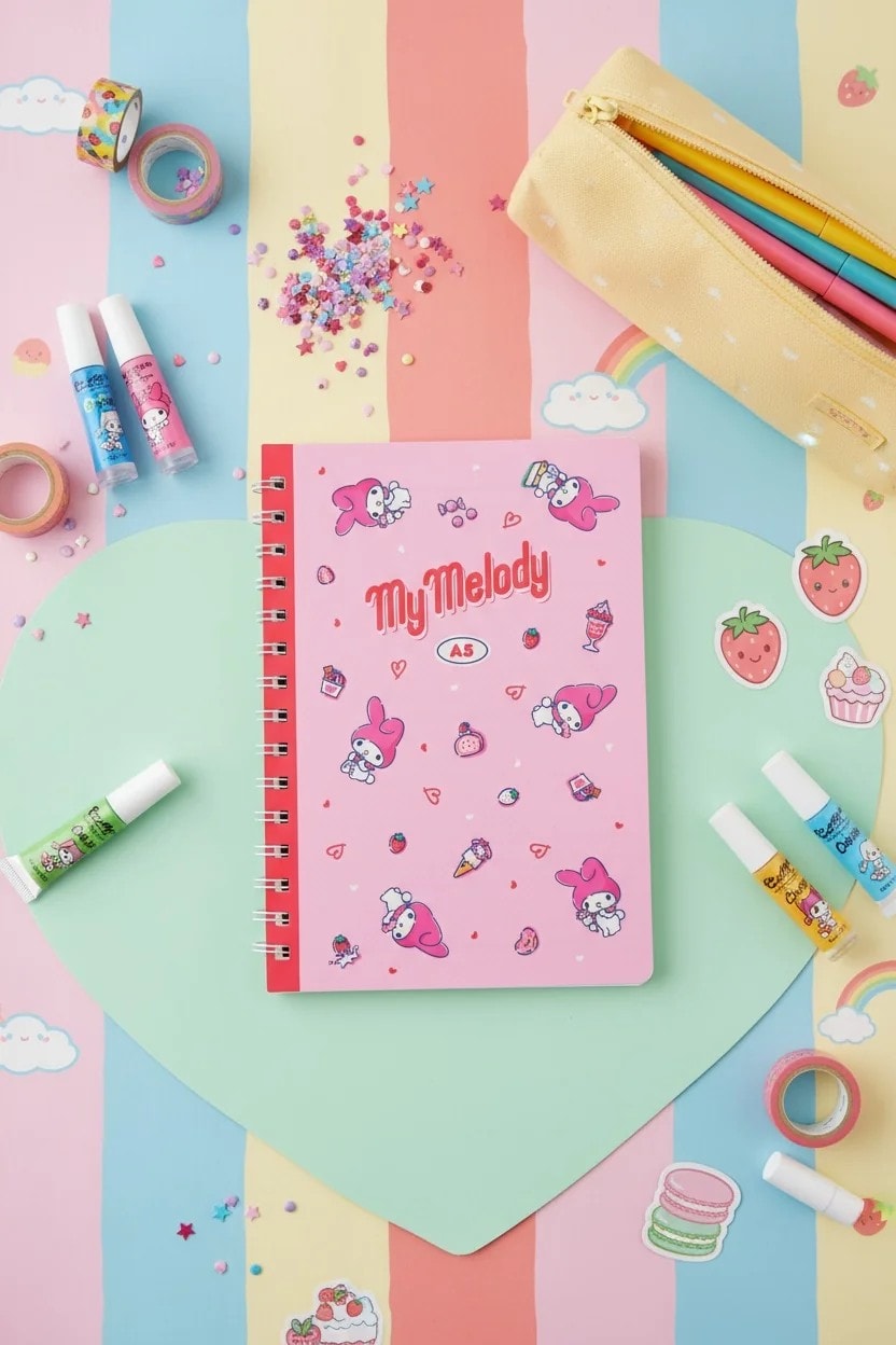 Sanrio Lisanslı My Melody Retro Koleksiyonu A5 PP Tel Ciltli Defter (80 Sayfa)