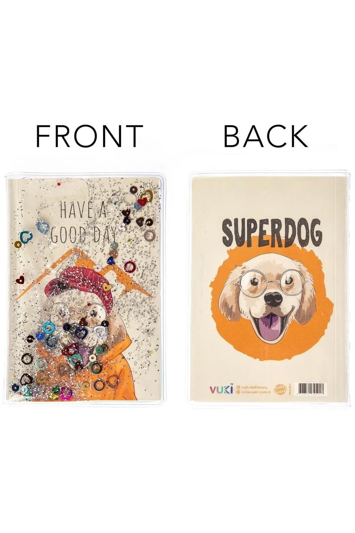 Vuki Simli Ve Sulu Kapaklı Renkli Sayfalı Desenli Mini Defter-Köpek (Outlet)