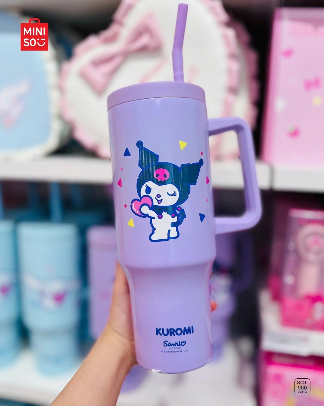 Sanrio Lisanslı Pipetli Çift Cidarlı Termos 1200 ml - Kuromi