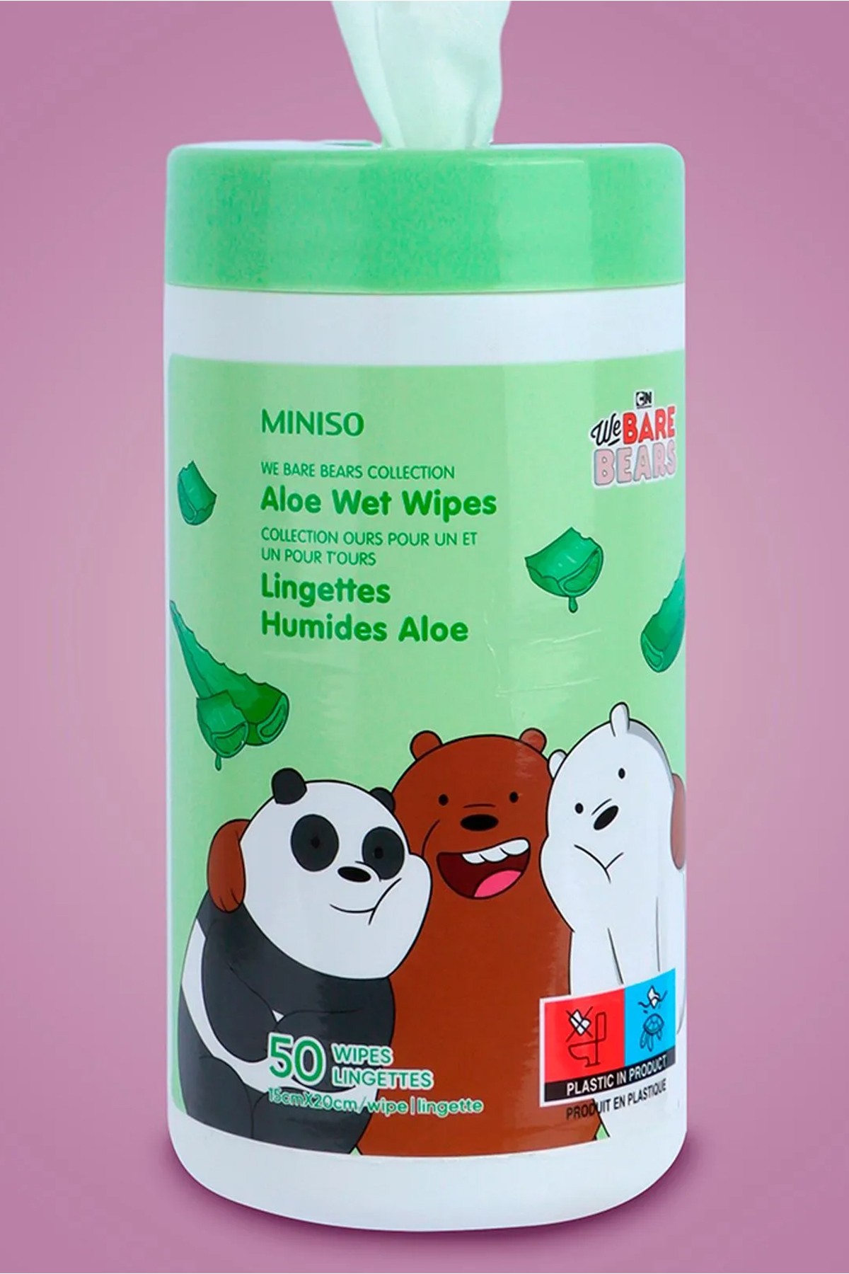 We Bare Bears Lisanslı Aloe Özlü Islak Mendil (50 Adet)