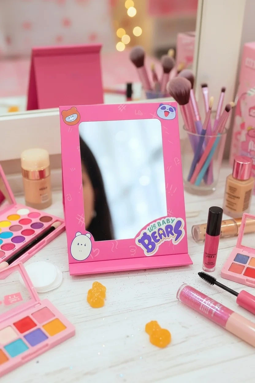 We Baby Bears Lisanslı Renkli Katlanır Masa Aynası