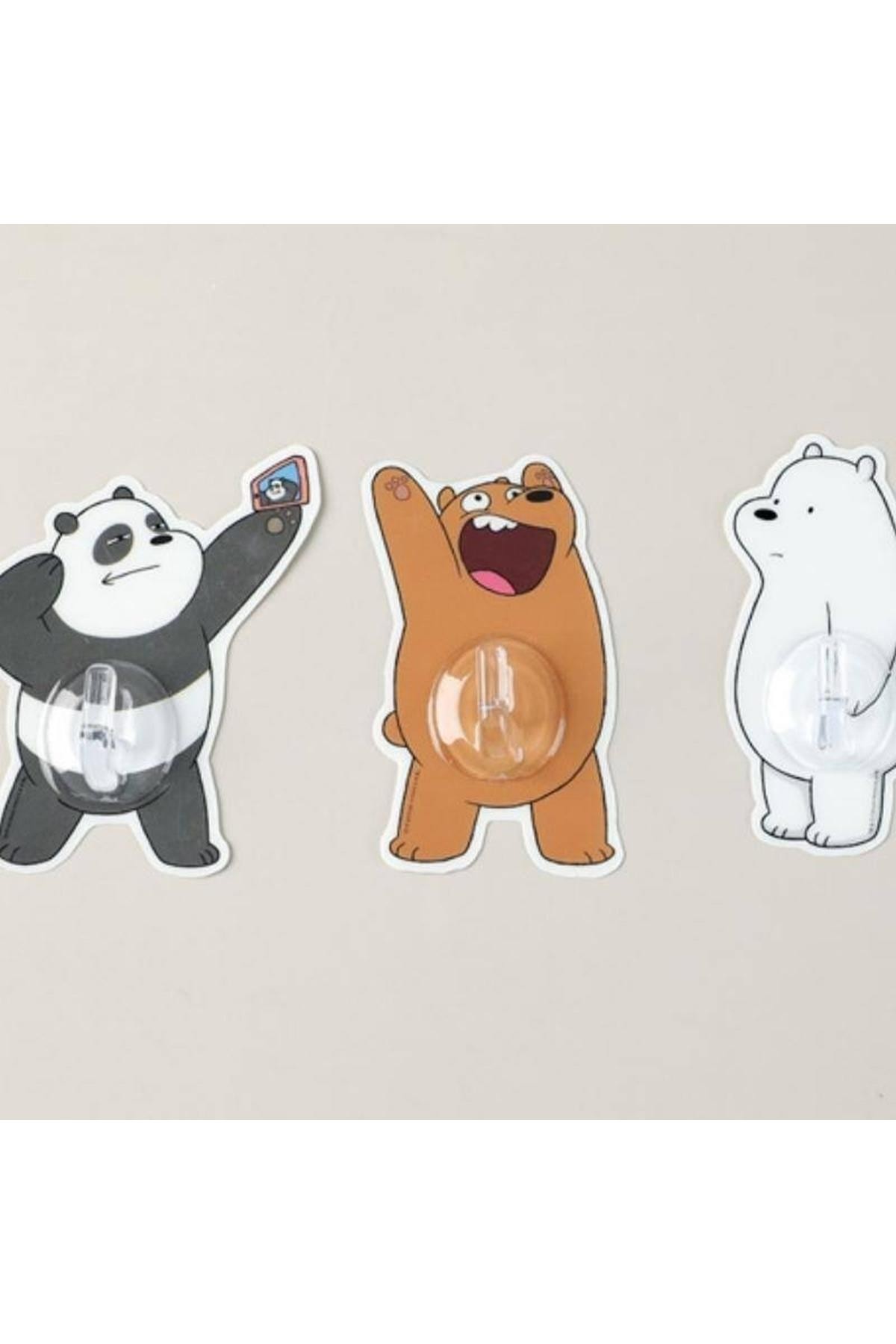 4'Lü We Bare Bears Yapışkanlı Kanca