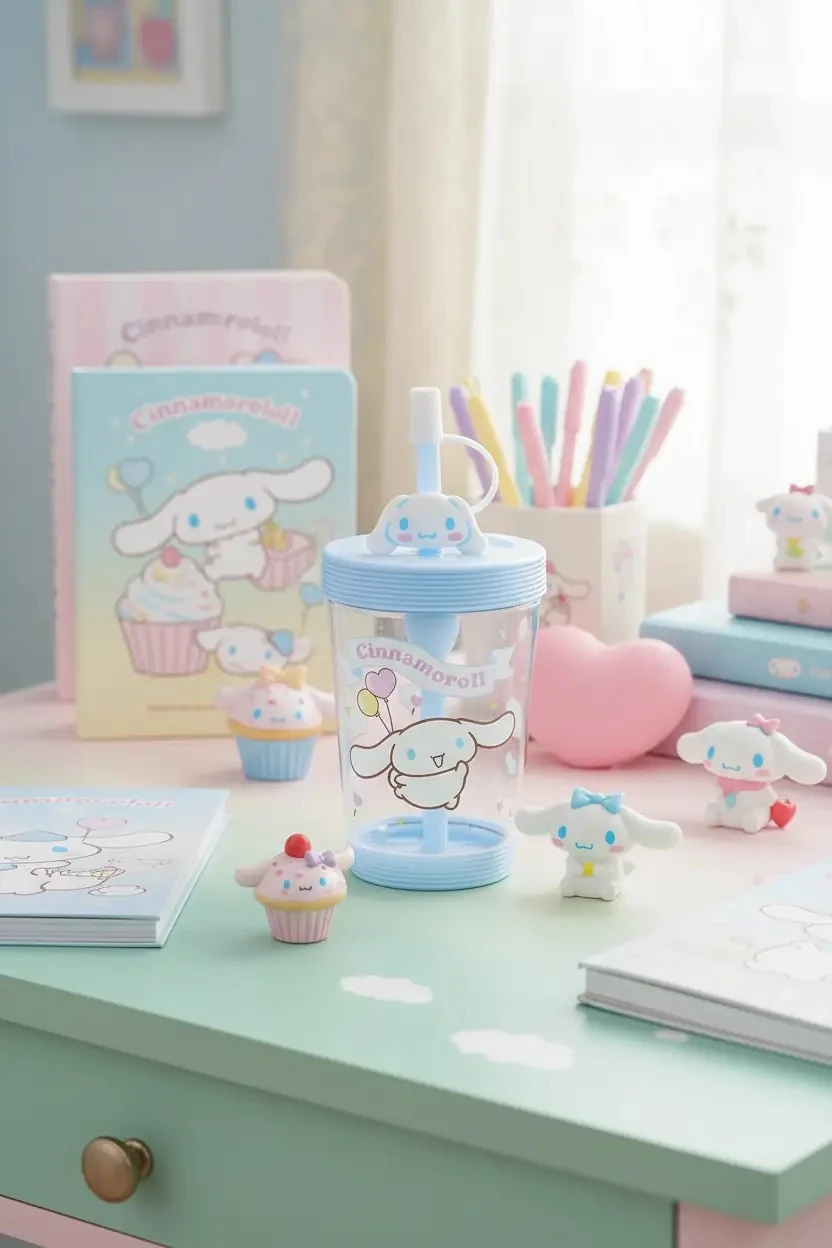 Sanrio Lisanslı Pipetli Plastik Şişe (535ml) - Cinnamoroll