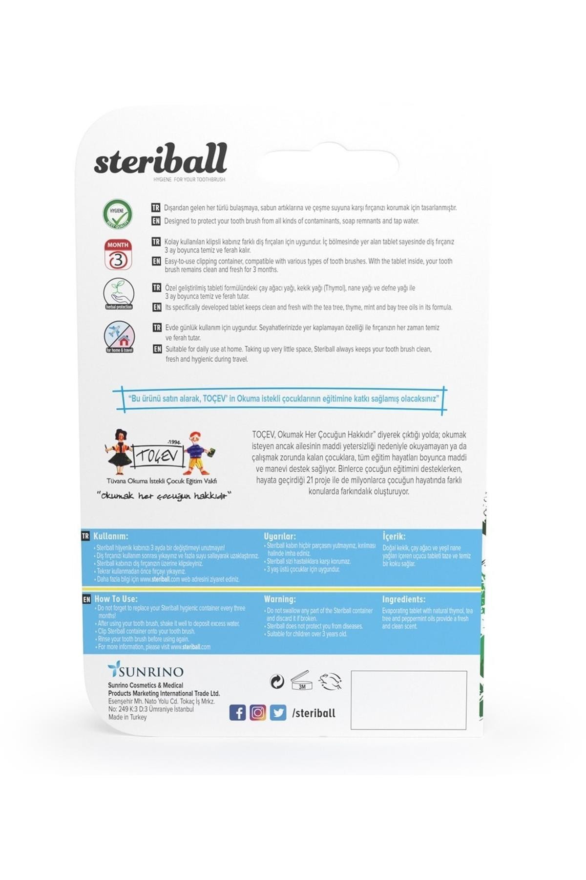 Steriball Diş Fırçası Koruyucu Hijyenik Kap Turuncu