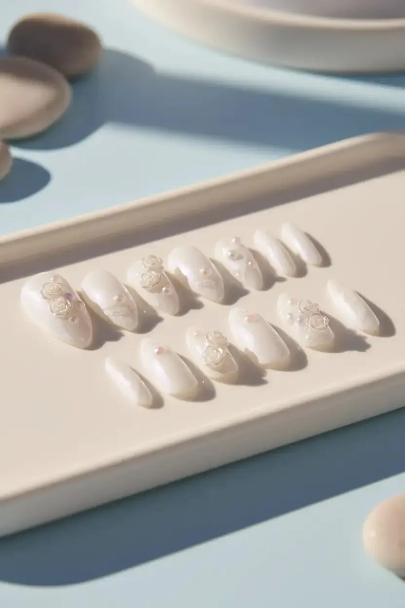 MINISO Gold Beauty Gül Detaylı ve Taşlı Takma Tırnak Seti