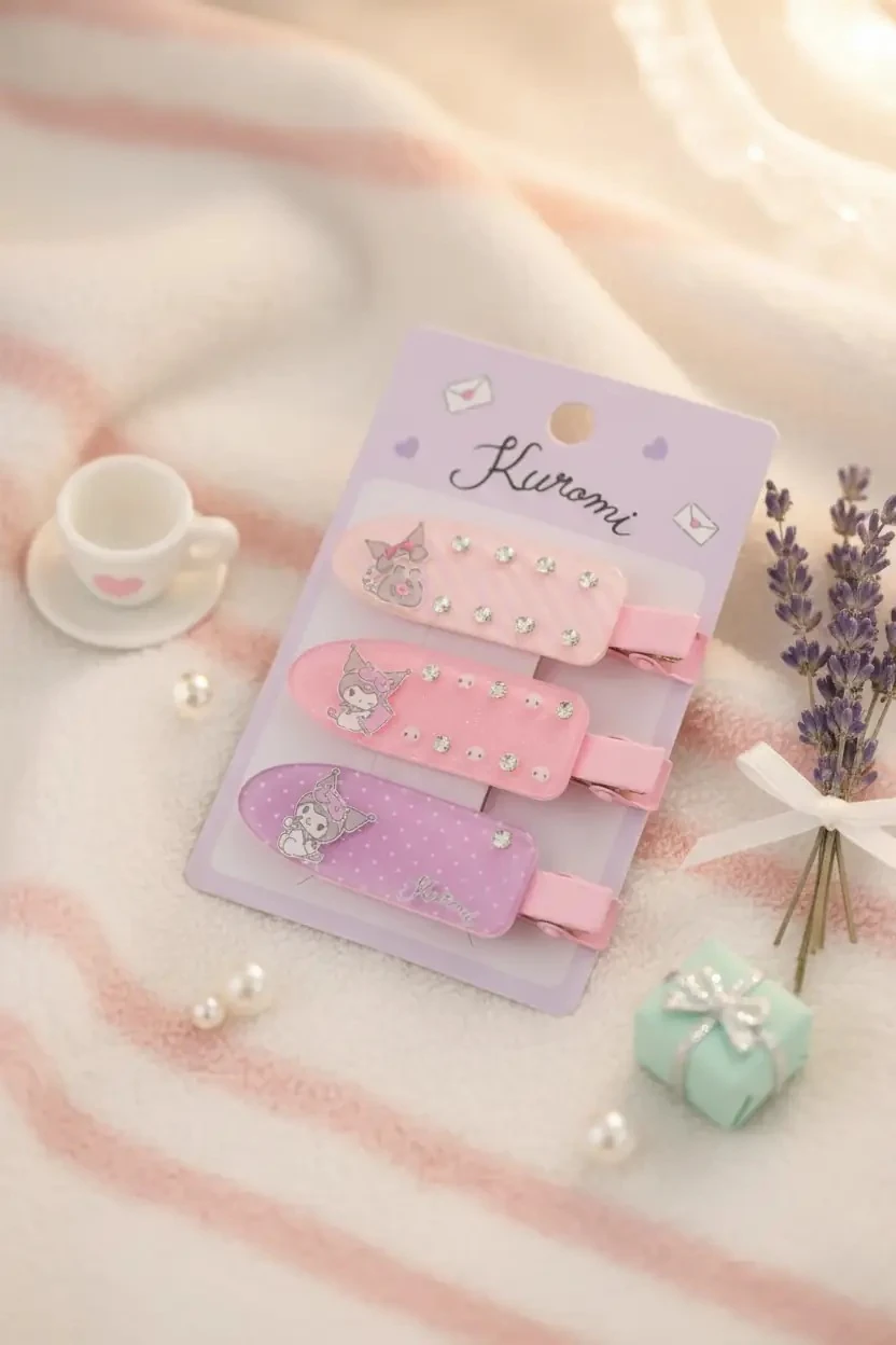 Sanrio Lisanslı Kuromi Saç Tokaları (3 adet)