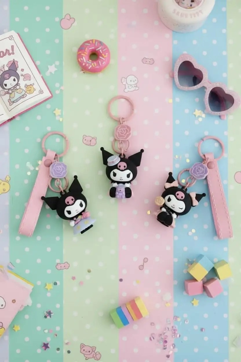 Sanrio Lisanslı Rose Earl Anahtarlık- Kuromi