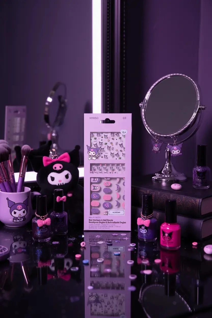 Sanrio Kuromi Lisanslı Tırnak Süsü Ve Çıkartma Seti (03) – Pratik Nail Art Sticker Ve Tırnak Aksesuarı 17,5 Cm