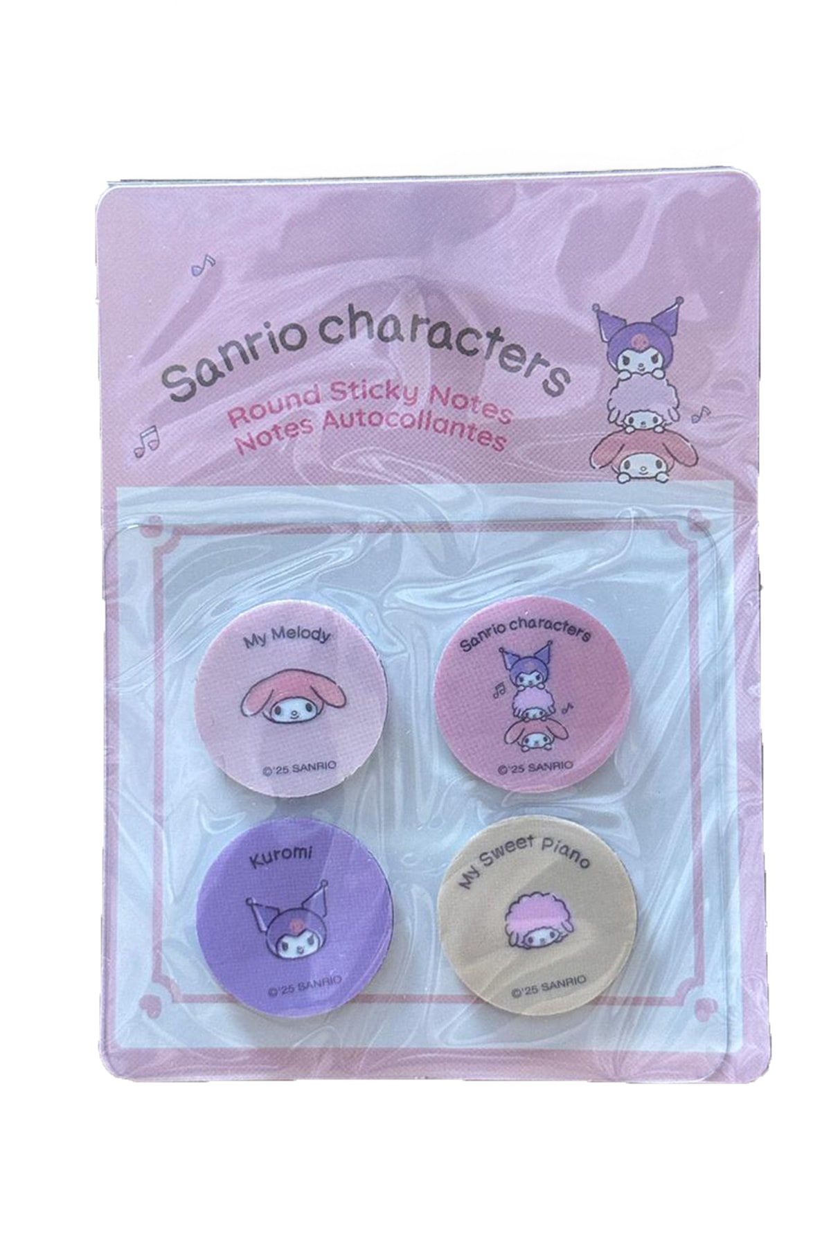 Sanrio Lisanslı Stacking Fun Serisi Yuvarlak Yapışkan Mini Notlar (4*20 Yaprak, Sanrio Karakterleri)