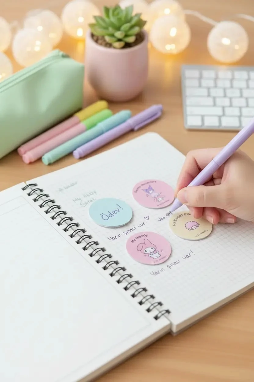 Sanrio Lisanslı Stacking Fun Serisi Yuvarlak Yapışkan Mini Notlar (4*20 Yaprak, Sanrio Karakterleri)