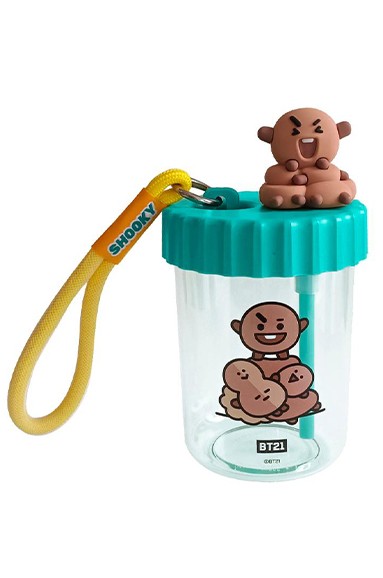 BT21 Lisanslı Süslemeli ve Askılı Plastik Şişe (520mL) - Shooky