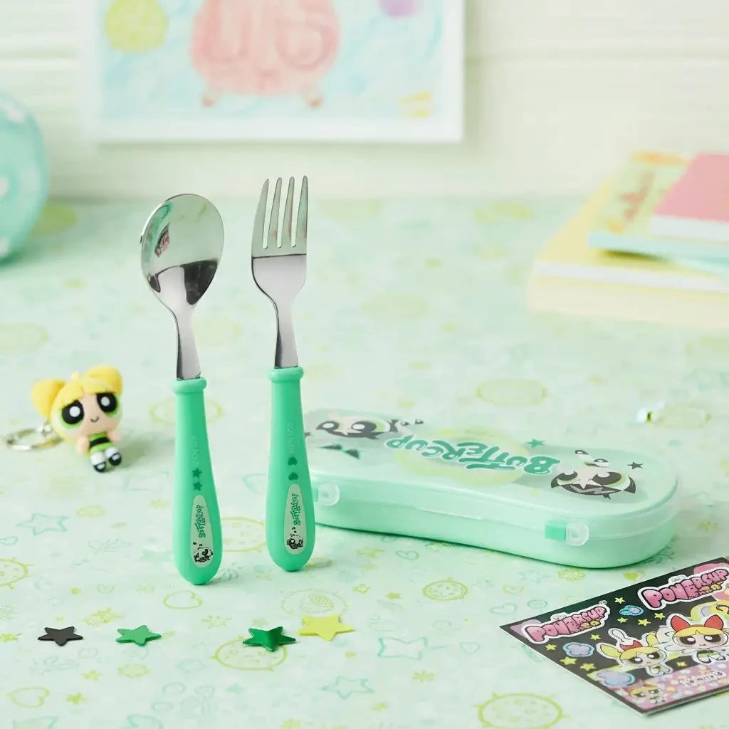 Powerpuff Girls Lisanslı Kutulu Çatal Kaşık Seti (Yeşil)