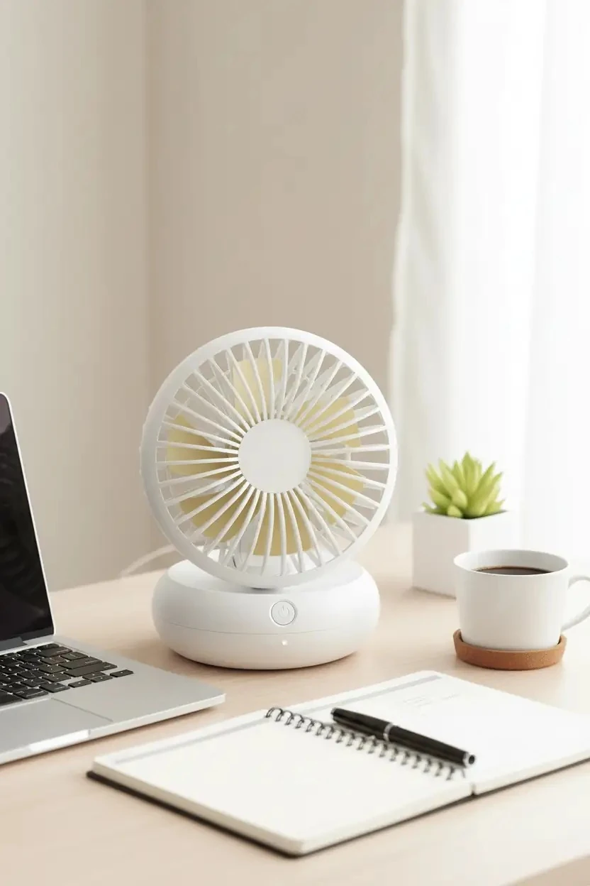 Miniso Lisanlı Soğutmalı Taşınabilir Masaüstü Fan Beyaz – Çok Kademeli Hız Ayarlı Şık Tasarım 14 Cm