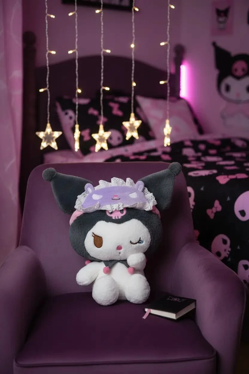 Sanrio Kuromi Lisanslı Sound Sleep Koleksiyonu 10 inç Oturan Peluş Oyuncak