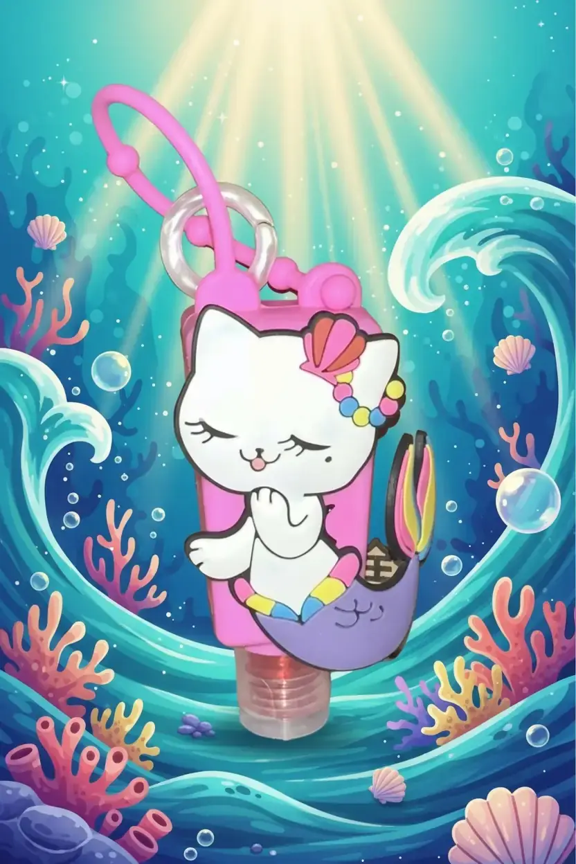 MINISO Süslü Kedi Kolonya Jel – Hijyenik Ferahlık Askılı Tasarım