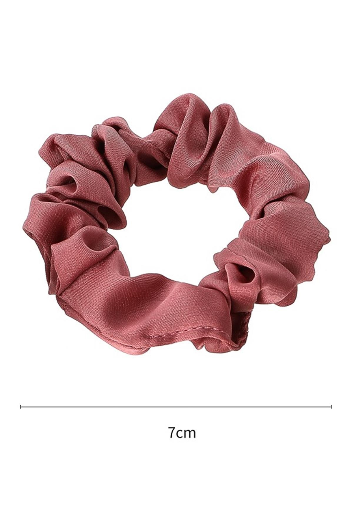 5'Li Saten Saç Lastiği Seti - Pembe