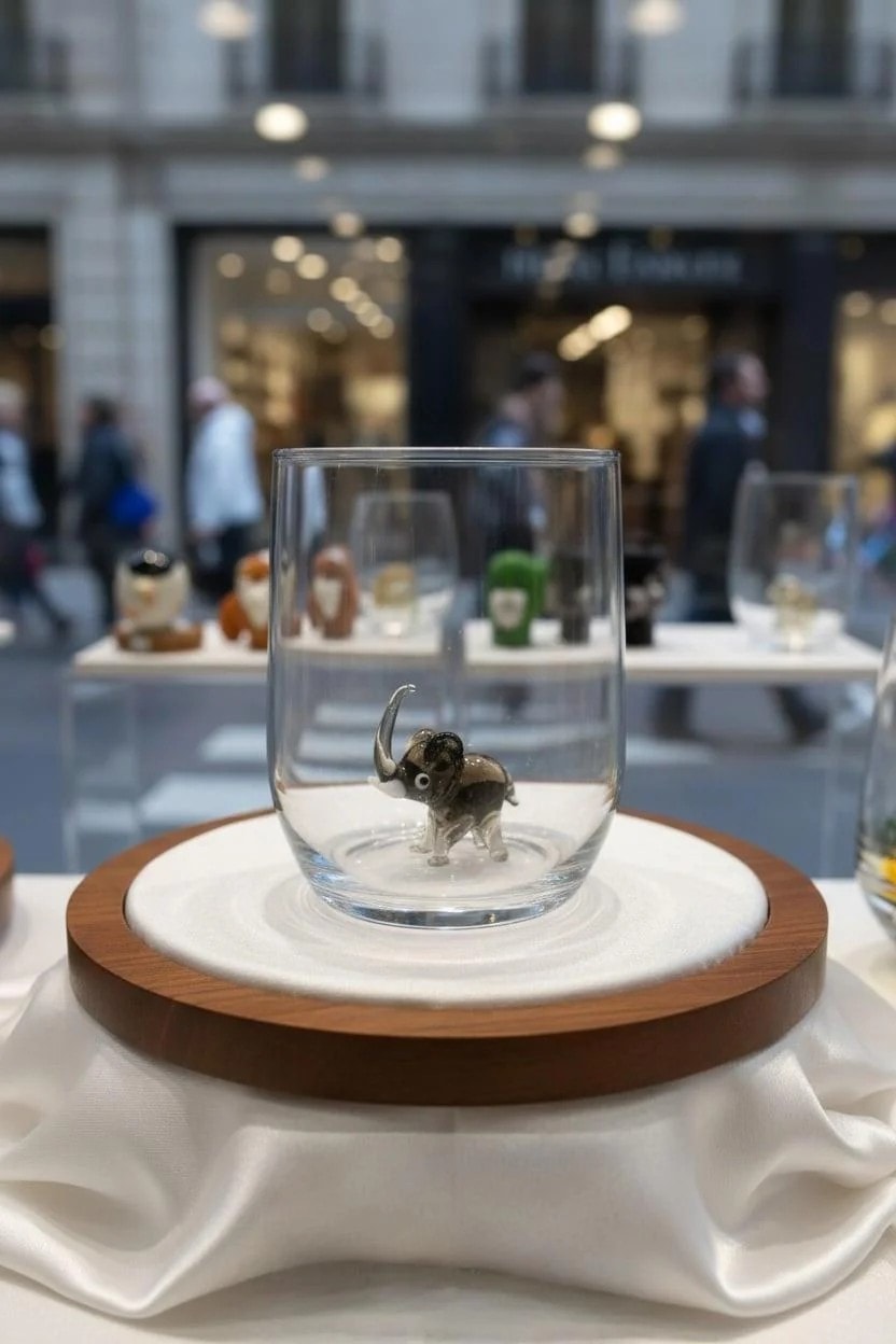 Sheforshe Mavi Fil Figürlü Cam Bardak