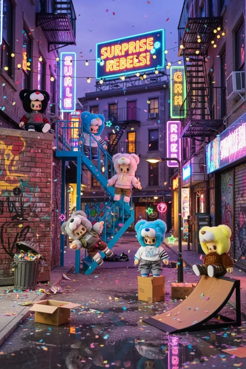Rebel Bear Pozlanabilir Figür Cadde Serisi Sürpriz Figür – Şehir Temalı Blind Box Koleksiyonu