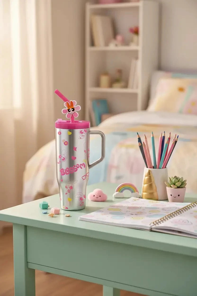 Powerpuff Girls Lisanslı Pipetli Plastik Şişe 1250 ml- Blossom