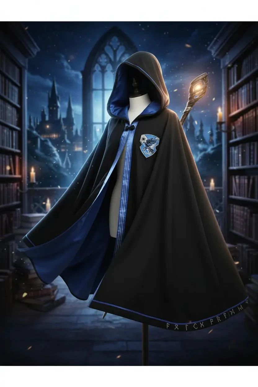 Harry Potter Lisanslı Ravenclaw Cübbe – Özel Baskılı Astarlı Yetişkin Boy Cosplay ve Kostüm Cübbesi