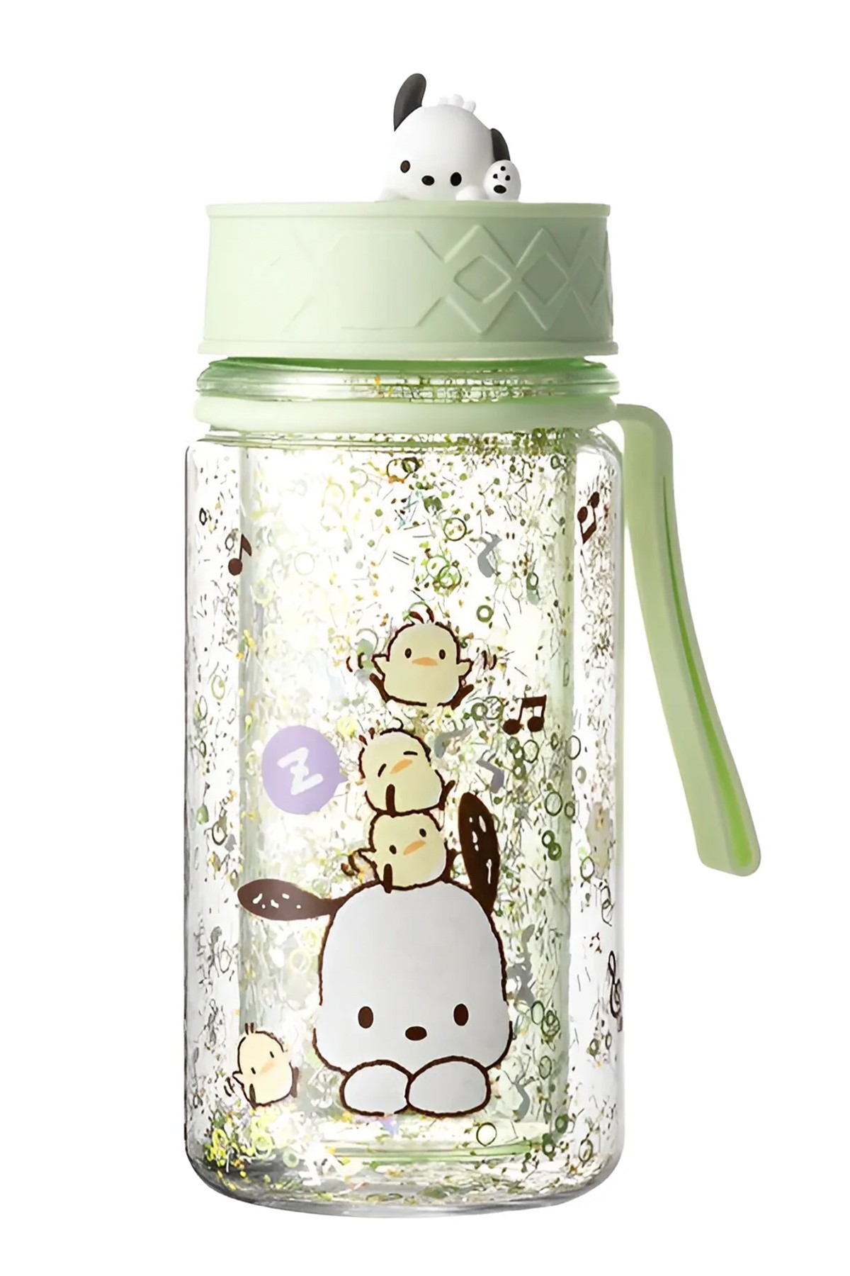 Sanrio Lisanslı Askılı Simli Plastik Şişe (300ml) - Kuromi - Cinnamoroll -  Pompompurin