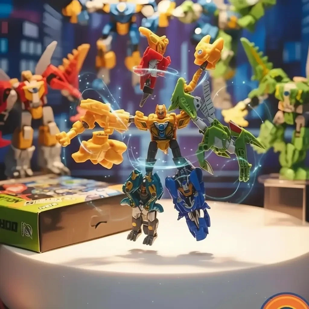 Miniso Lisanslı Dinozor Dönüşüm Oyuncağı Montajı 5 Çeşitli Model Dev Robot Formlu 12 Cm