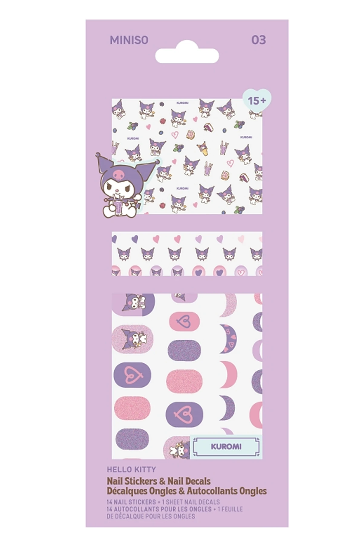 Sanrio Lisanslı Kuromi Tırnak Süsü ve Çıkartma Seti (03)