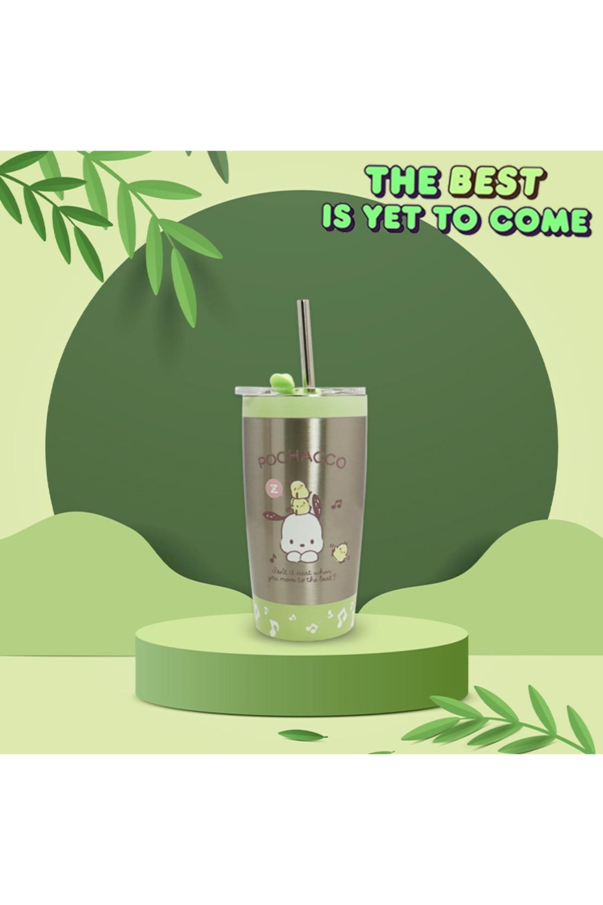 Sanrio Lisanslı Metal Pipetli Kapaklı Termos (530Ml) - Pochacco (Outlet)