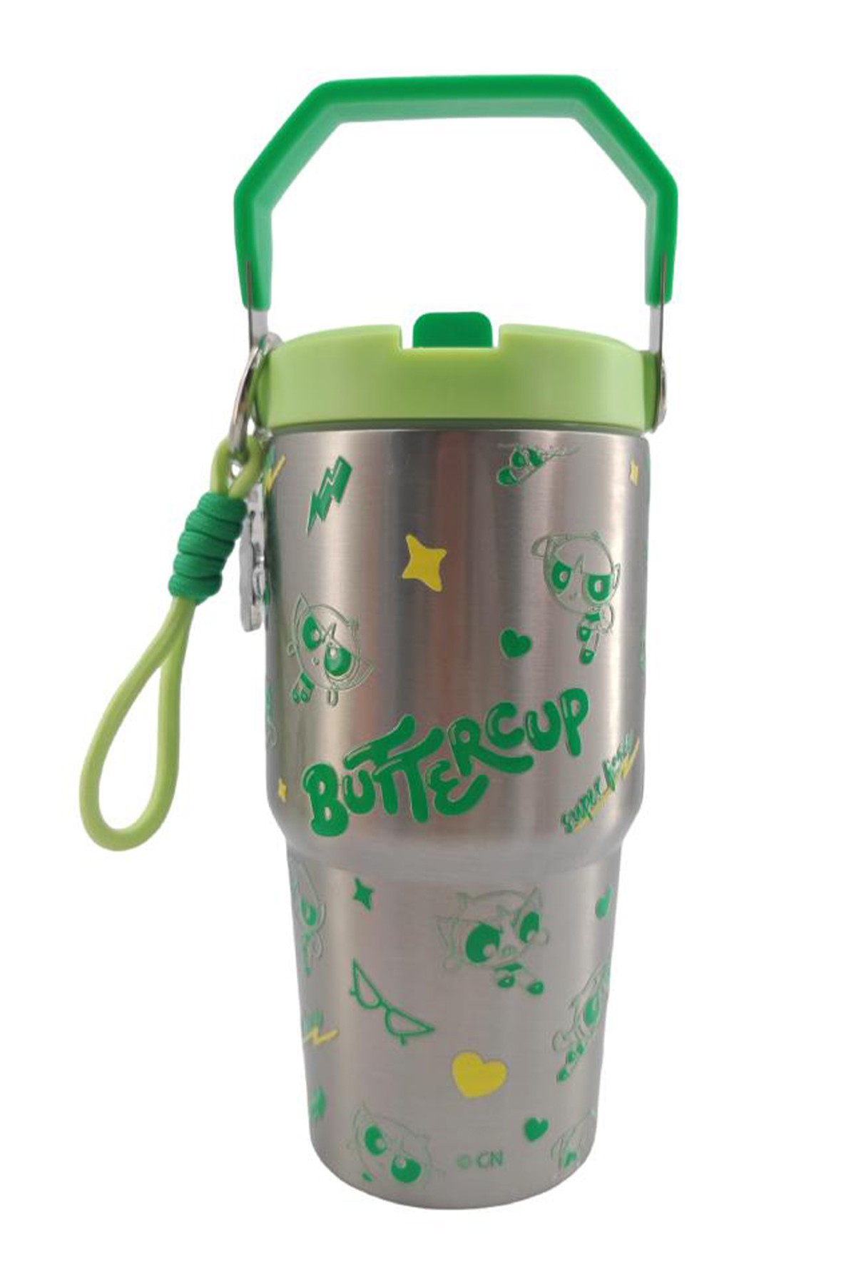 Powerpuff Girls Lisanslı Tutacaklı Paslanmaz Çelik Termos 860 ml - Buttercup