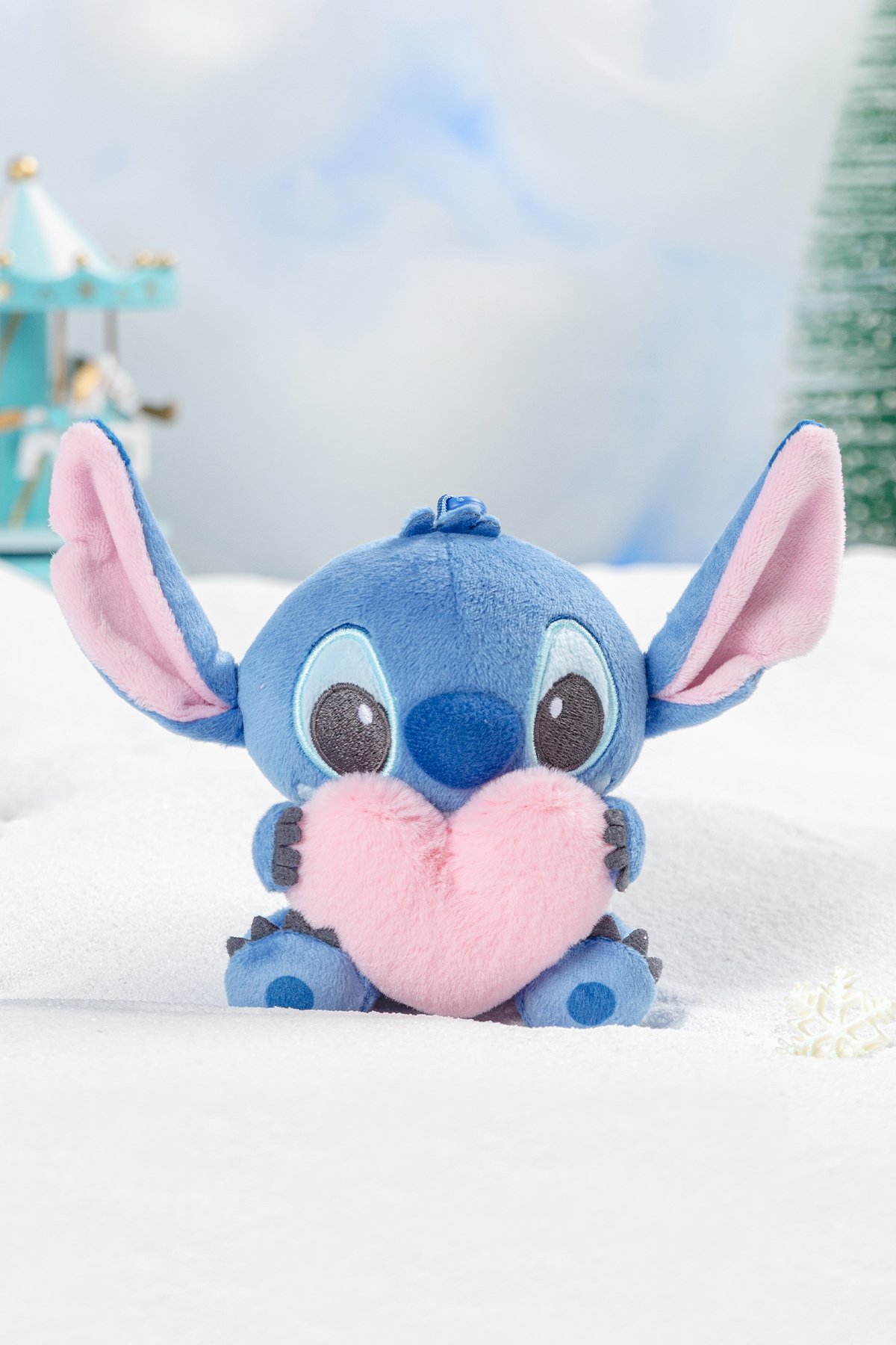 Disney Lilo&Stitch Lisanslı Kalp Figürlü Peluş Çanta Süsü Anahtarlık - Stitch
