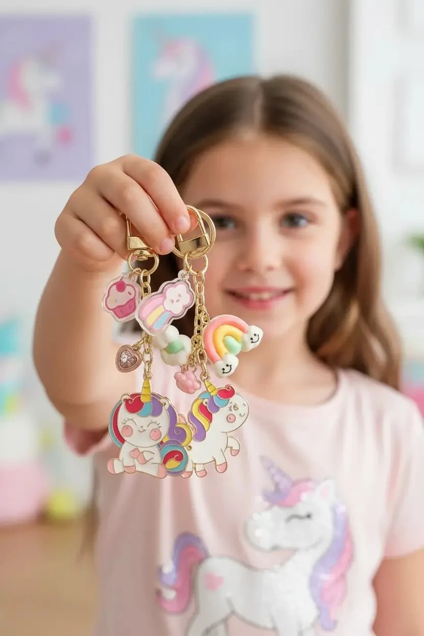 Bebek Unicorn Serisi Metal Figür Anahtarlık