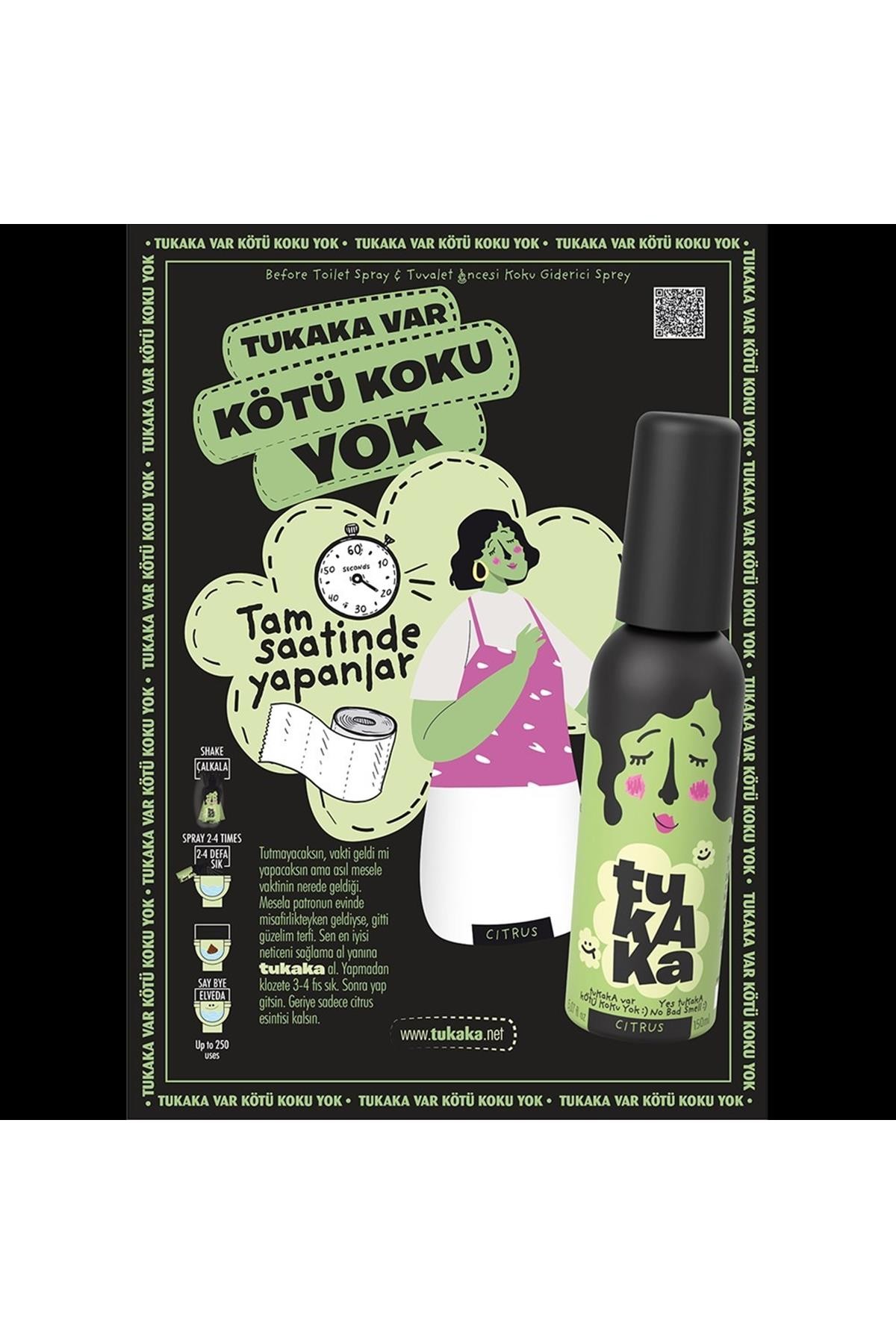 Tukaka Citrus Koku Giderici Sprey Uzun Ömürlü Banyo Ve Tuvalet Kokusu 50 Ml
