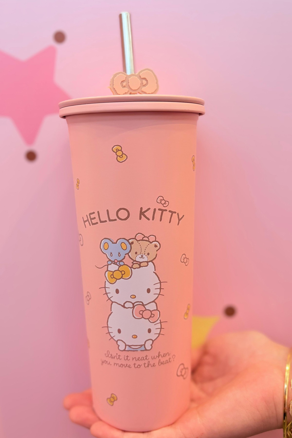 Sanrio Lisanslı Pipetli Paslanmaz Çelik Matara 800mL (Hello Kitty)