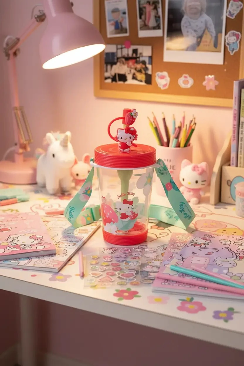 Sanrio Lisanslı Pipetli Plastik Bardak (535ml) - Hello Kitty