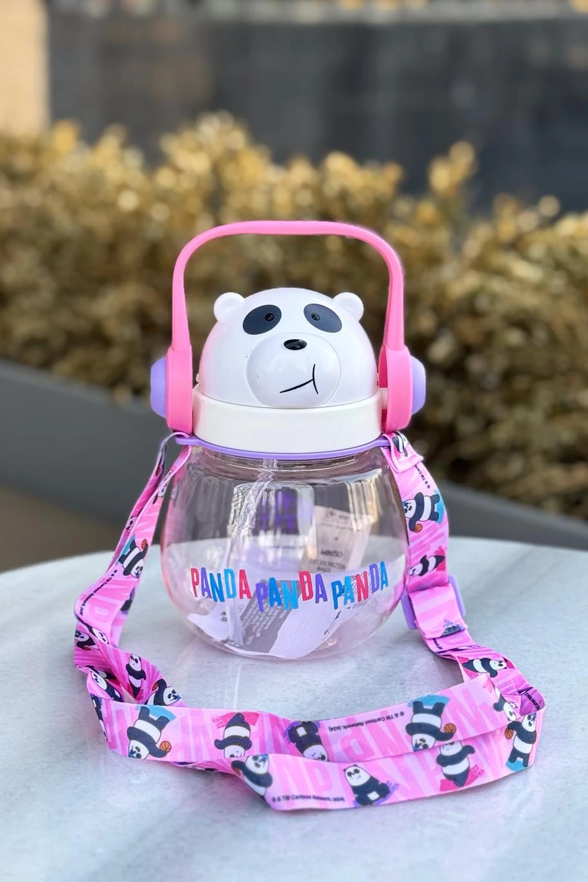 We Bare Bears Lisanslı Omuz Askılı Plastik Şişe (800ml) - Panda