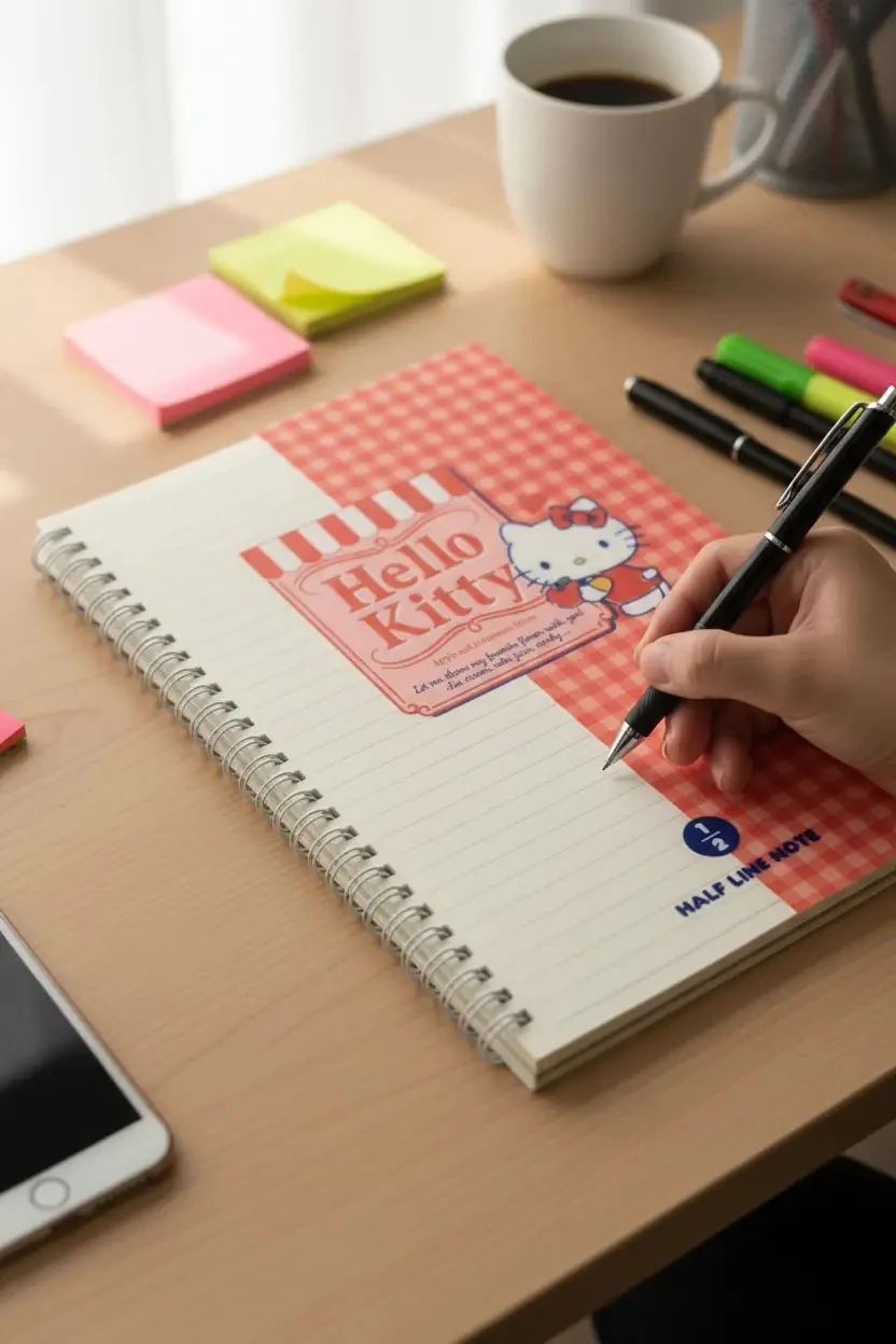 Hello Kitty Lisanslı Retro Koleksiyonu B5 PP Tel Ciltli Defter