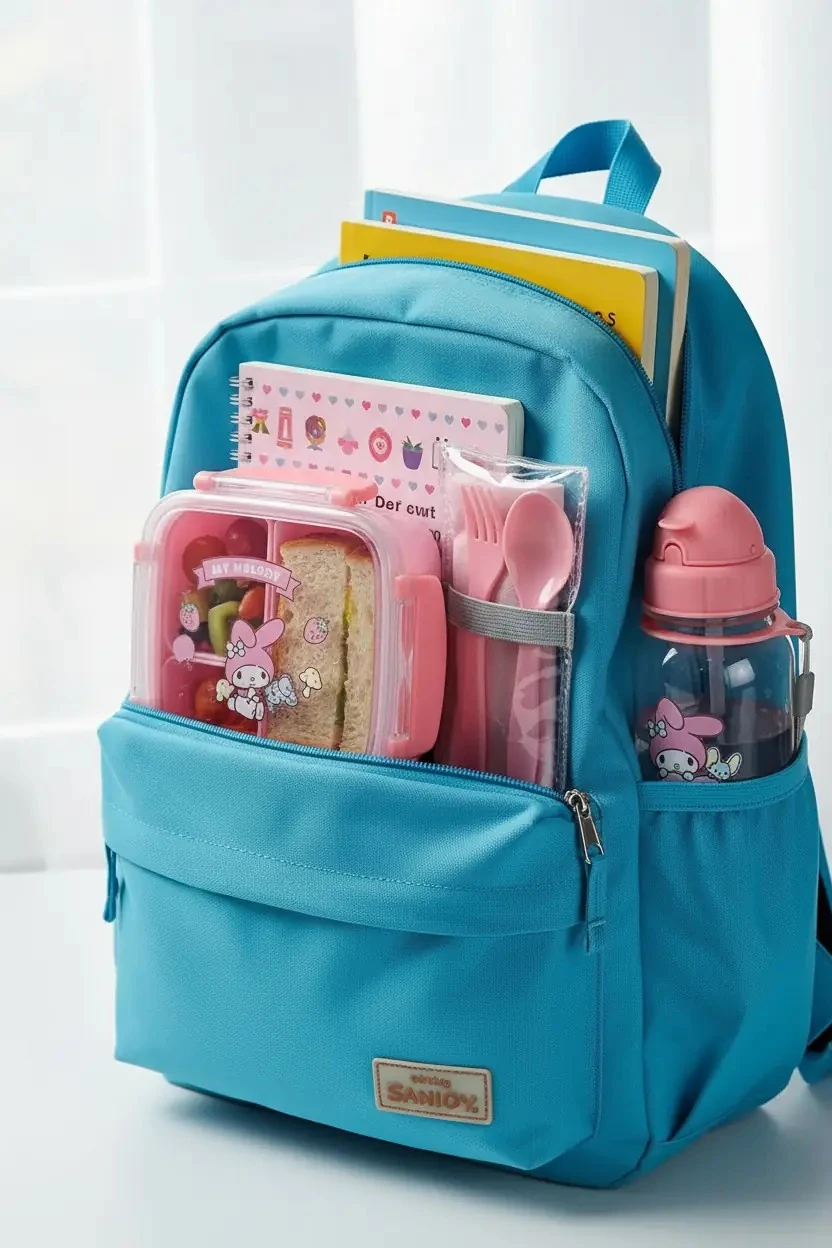 Sanrio Lisanslı My Melody Yemek Kabı ve Suluk Seti – Eğlenceli Beslenme Seti 20 Cm