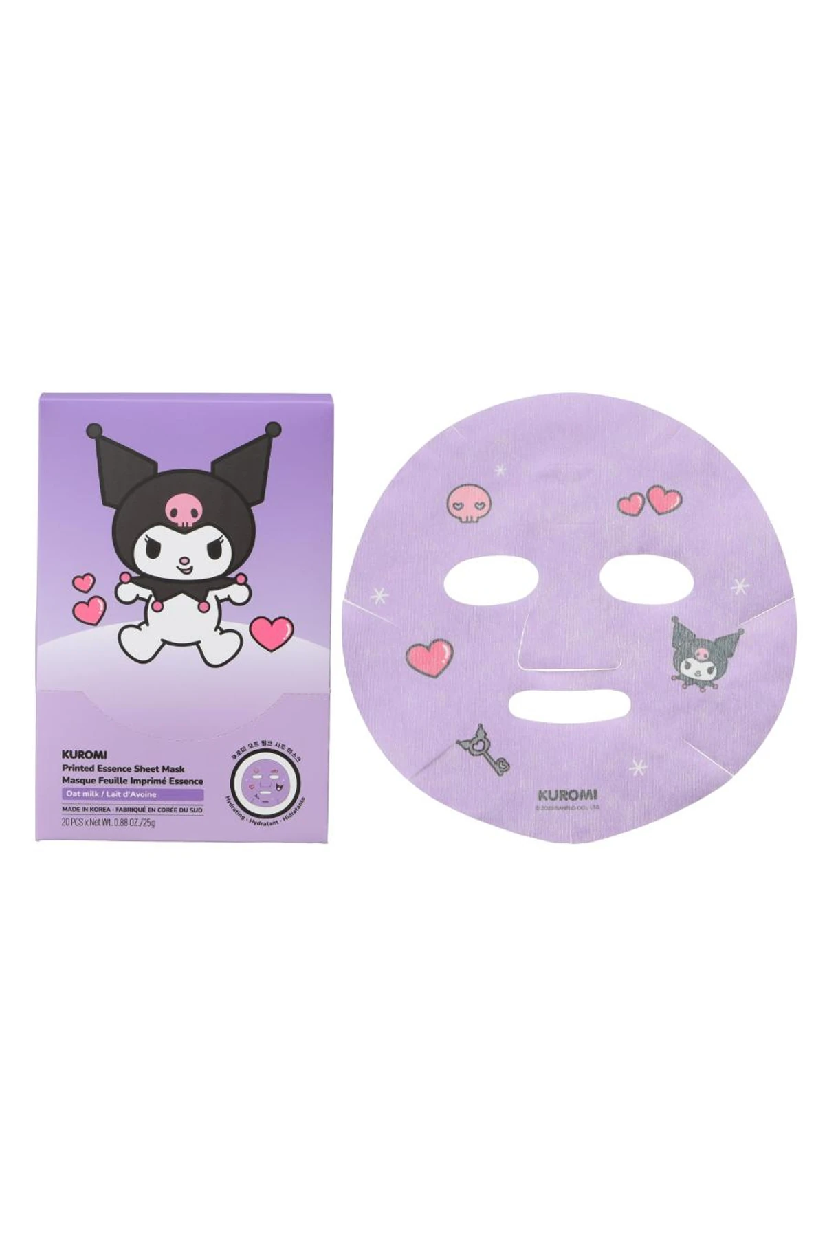 Sanrio Lisanslı Besleyici Kuromi Baskılı Kağıt Yüz Maskesi (