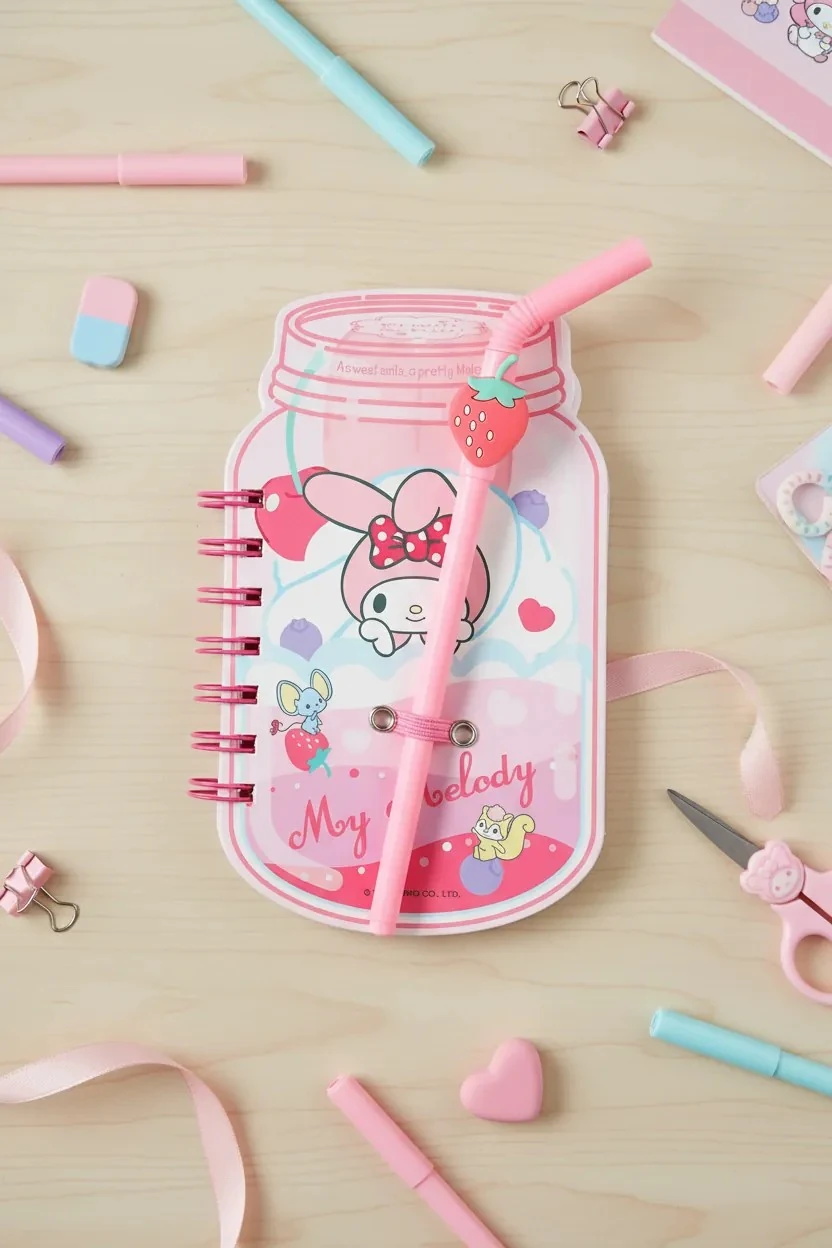 Sanrio Lisanslı Pipetli Bardak Figürlü Telli Not Defteri - My Melody