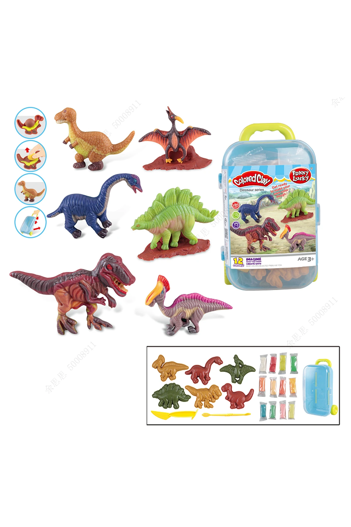 Bavul Modelleme Kili Seti Serisi (12 Renk) (Dinozor)