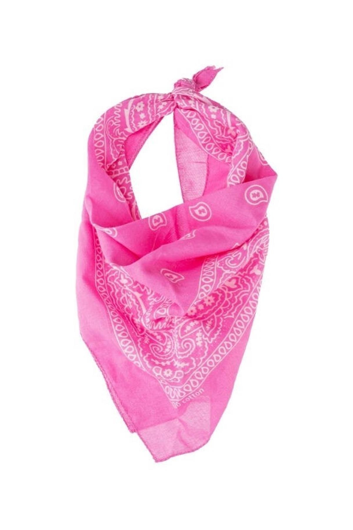 Etnik Desenli Pembe Bandana