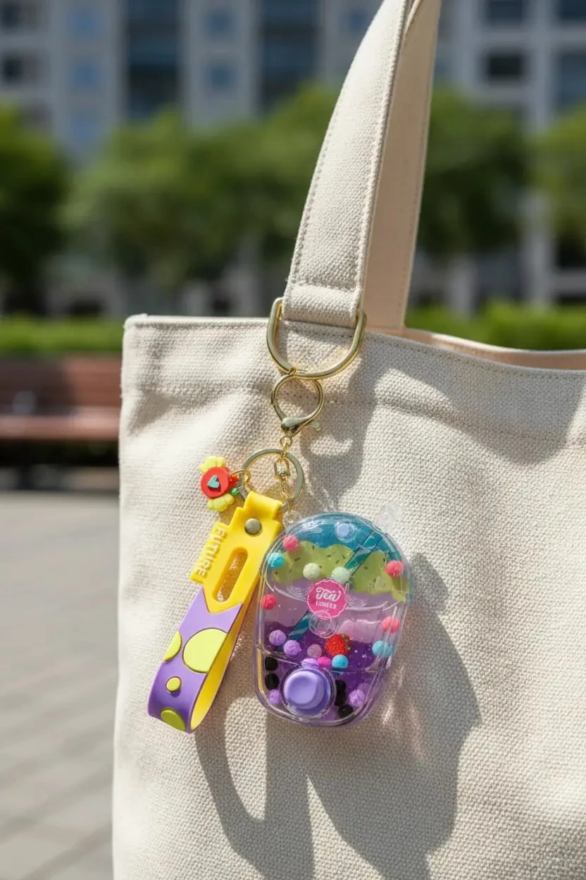 Miniso Lisanslı Yaz Meşrubatı Serisi Su Oyunu Anahtarlık Nostaljik Tasarım 10 CM