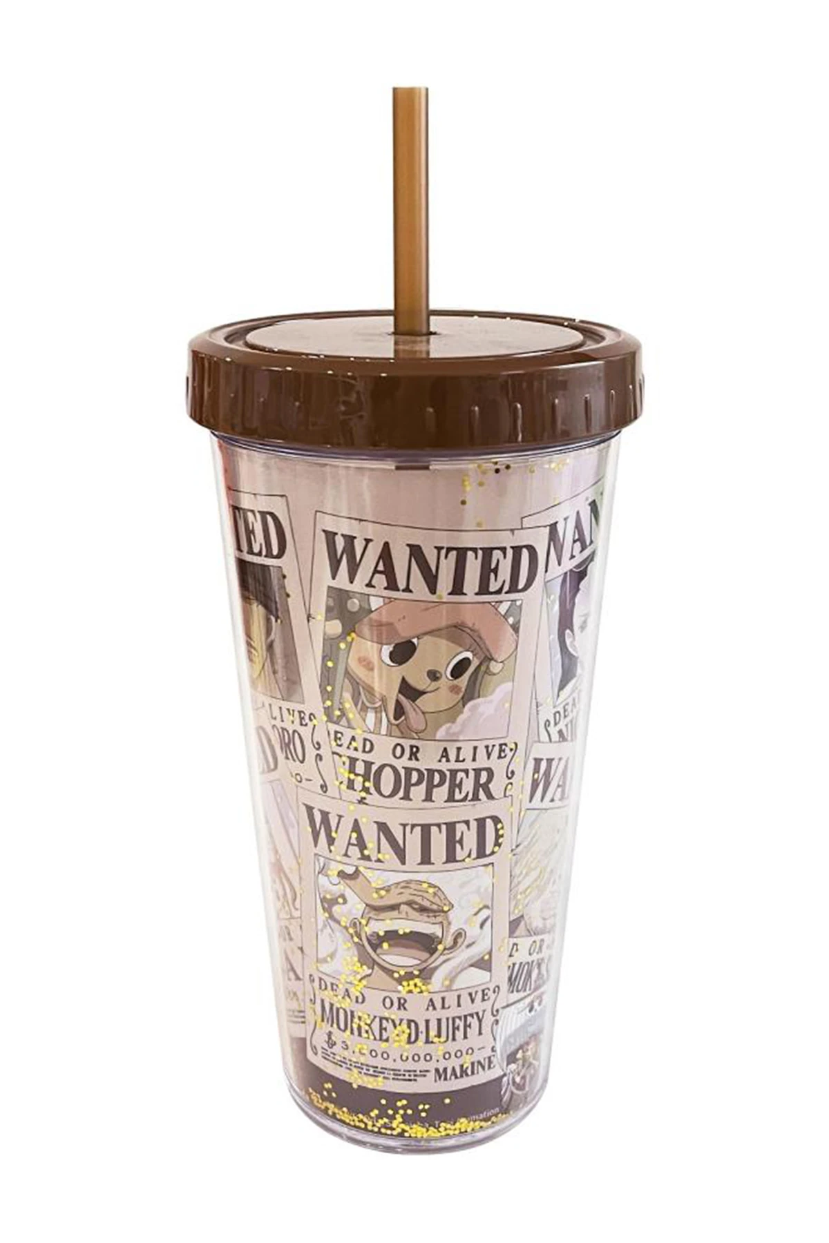 One Piece Lisanslı Çift Cidarlı Pipetli Plastik Su Kabı 420ml