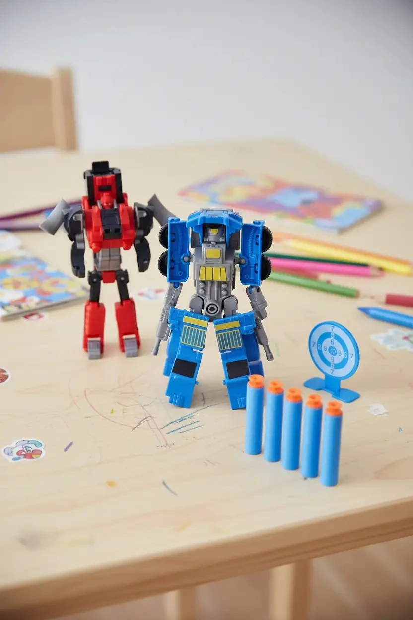 Miniso Lisanslı Transformation Seti – Mavi Robot ve Kırmızı Tabanca İçerikli Dayanıklı PP Malzeme Aksiyon Oyuncak Seti 39.5 Cm